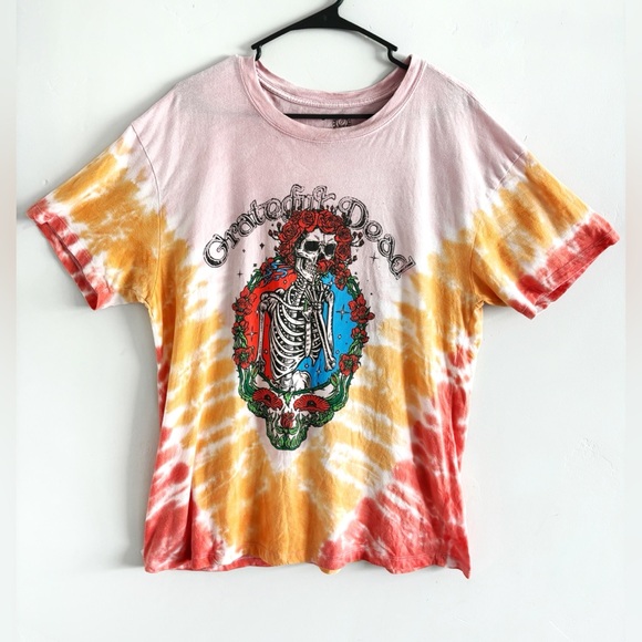 Grateful Dead Other - Grateful Dead T Shirt Skeleton Roses Pink Orange Tie Dye Medium